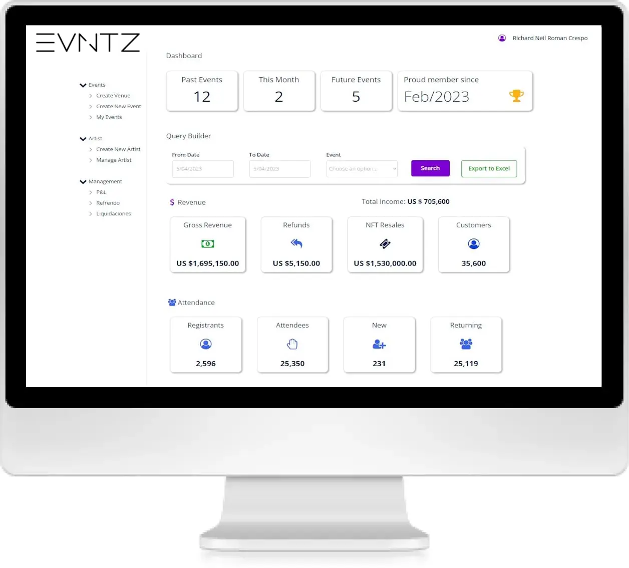 EVNTZ Dashboard